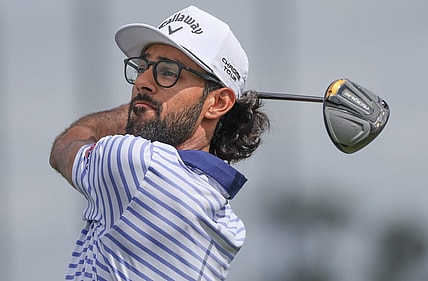 Mar 30, 2024; Houston, Texas, USA; Akshay Bhatia (USA) drives off the first tee during the third round of the Texas Children's Houston Open golf tournament. Mandatory Credit: Thomas Shea-USA TODAY Sports
