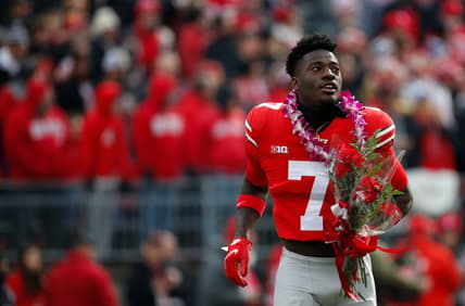 Sat., Nov. 20, 2021; Columbus, Ohio, USA; Ohio State Buckeyes cornerback Sevyn Banks (7) looks to the stands as he runs onto the field following his Senior Day introduction before a NCAA Division I football game between the Ohio State Buckeyes and the Michigan State Spartans at Ohio Stadium. Mandatory Credit: Joshua A. Bickel/Columbus Dispatch via USA TODAY Network.

Cfb Michigan State Spartans At Ohio State Buckeyes