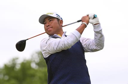 May 22, 2022; Tulsa, OK, USA; Hideki Matsuyama plays his shot from the 13th tee during the final round of the PGA Championship golf tournament at Southern Hills Country Club. Mandatory Credit: Orlando Ramirez-USA TODAY Sports