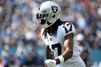 Sep 25, 2022; Nashville, Tennessee, USA; Las Vegas Raiders wide receiver Davante Adams (17) during the second half against the Tennessee Titans at Nissan Stadium. Mandatory Credit: Christopher Hanewinckel-USA TODAY Sports