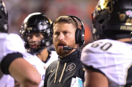 Colorado head coach Mike Sanford Jr. talks to players during the third quarter against Oregon State at Reser Stadium in Corvallis, Ore. on Saturday, Oct. 22, 2022.

Ncaa Football Colorado At Oregon State 1900