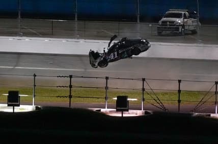 Ryan Preece flips multiple times during the runing of the Coke Zero Sugar 400 at Daytona International Speedway, Saturday, Aug. 26, 2023.