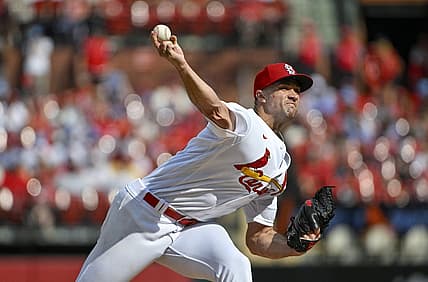 Sep 5, 2022; St. Louis, Missouri, USA;  St. Louis Cardinals starting pitcher Jack Flaherty (22) pitches against the Washington Nationals during the third inning at Busch Stadium. Mandatory Credit: Jeff Curry-USA TODAY Sports