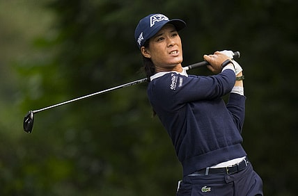 Aug 25, 2023; Vancouver, British Columbia, CAN; Celine Boutier tees off on the fourth hole during the second round of the CPKC Women's Open golf tournament at Shaughnessy Golf & Country Club. Mandatory Credit: Bob Frid-USA TODAY Sports