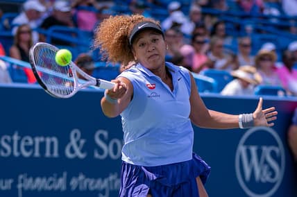 Naomi Osaka of Japan makes a hit to Cori Gauff of the United States during the Western & Southern Open at the Lindner Family Tennis Center Wednesday, August 18, 2021.

Naomi Coco4