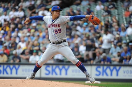 Sep 21, 2022; Milwaukee, Wisconsin, USA;  New York Mets starting pitcher Taijuan Walker (99) delivers a pitch against the Milwaukee Brewers in the fourth inning at American Family Field. Mandatory Credit: Michael McLoone-USA TODAY Sports