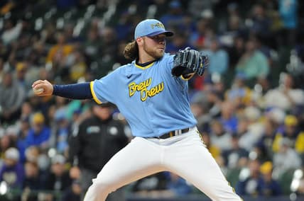 Sep 30, 2022; Milwaukee, Wisconsin, USA;  Milwaukee Brewers starting pitcher Corbin Burnes (39) delivers a pitch against the Miami Marlins in the first inning at American Family Field. Mandatory Credit: Michael McLoone-USA TODAY Sports