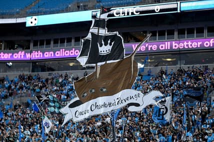 Oct 5, 2022; Charlotte, North Carolina, USA; Charlotte FC fans before a game against the Columbus Crew at Bank of America Stadium. Mandatory Credit: Griffin Zetterberg-USA TODAY Sports