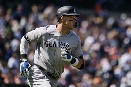 Apr 8, 2023; Baltimore, Maryland, USA;  New York Yankees right fielder Aaron Judge (99) runs out a third inning solo home run against the Baltimore Orioles  at Oriole Park at Camden Yards. Mandatory Credit: Tommy Gilligan-USA TODAY Sports