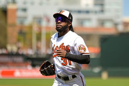 Apr 8, 2023; Baltimore, Maryland, USA;  Baltimore Orioles center fielder Cedric Mullins (31) run to the dugout before the game against the New York Yankees at Oriole Park at Camden Yards. Mandatory Credit: Tommy Gilligan-USA TODAY Sports