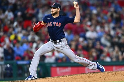 May 5, 2023; Philadelphia, Pennsylvania, USA; Boston Red Sox pitcher Chris Sale (41) throws a pitch against the Philadelphia Phillies in the third inning at Citizens Bank Park. Mandatory Credit: Kyle Ross-USA TODAY Sports