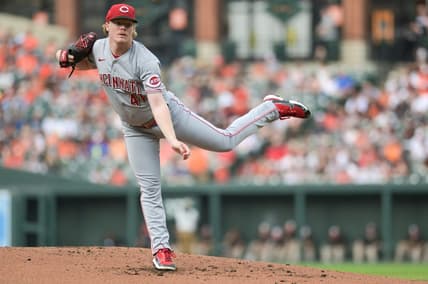 Jun 27, 2023; Baltimore, Maryland, USA; Cincinnati Reds starting pitcher Andrew Abbott (41) delivers a first inning pitch against the Baltimore Orioles  at Oriole Park at Camden Yards. Mandatory Credit: Tommy Gilligan-USA TODAY Sports