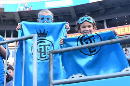 Jul 8, 2023; Charlotte, North Carolina, USA; Charlotte FC fans before the match against FC Cincinnati at Bank of America Stadium. Mandatory Credit: Griffin Zetterberg-USA TODAY Sportsfc