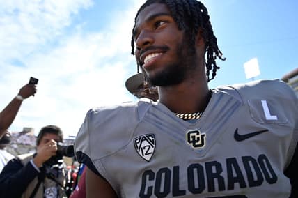 Sep 30, 2023; Boulder, Colorado, USA;  Colorado Buffaloes quarterback Shedeur Sanders (2) smiles as he walks off the field after the game against the USC Trojans at Folsom Field. Mandatory Credit: John Leyba-USA TODAY Sports