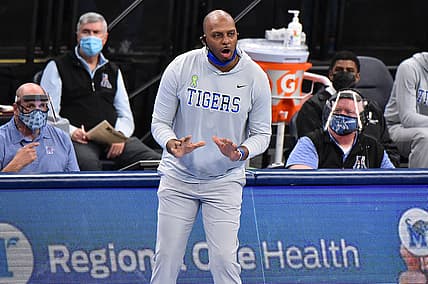 Feb 24, 2021; Memphis, Tennessee, USA; Memphis Tigers head coach Penny Hardaway during the first half against the Tulane Green Wave at FedExForum. Mandatory Credit: Justin Ford-USA TODAY Sports