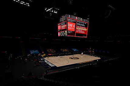 Feb 1, 2021; Denver, Colorado, USA; General view of Ball Arena following the postponed game between the Detroit Pistons against the Denver Nuggets. Mandatory Credit: Ron Chenoy-USA TODAY