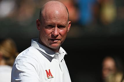 Aug 20, 2022; Baltimore, Maryland, USA;  Maryland mens basket ball coach Kevin Willard stand son the field after throwing out the first pitch before the game between the Baltimore Orioles and the Boston Red Sox at Oriole Park at Camden Yards. Mandatory Credit: Tommy Gilligan-USA TODAY Sports