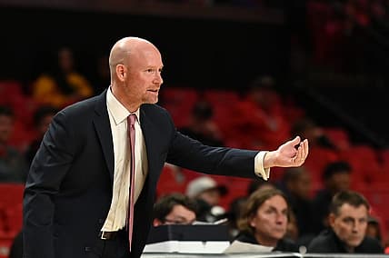 Nov 15, 2022; College Park, Maryland, USA;  Maryland Terrapins head coach Kevin Willard reacts during the second half against the Binghamton Bearcatsat Xfinity Center. Mandatory Credit: Tommy Gilligan-USA TODAY Sports