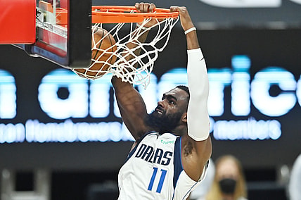 May 9, 2021; Cleveland, Ohio, USA; Dallas Mavericks forward Tim Hardaway Jr. (11) dunks during the third quarter against the Cleveland Cavaliers at Rocket Mortgage FieldHouse. Mandatory Credit: Ken Blaze-USA TODAY Sports