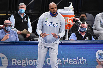 Feb 24, 2021; Memphis, Tennessee, USA; Memphis Tigers head coach Penny Hardaway during the first half against the Tulane Green Wave at FedExForum. Mandatory Credit: Justin Ford-USA TODAY Sports