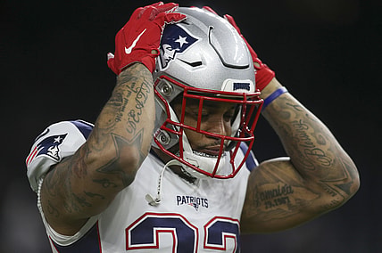 Dec 1, 2019; Houston, TX, USA; New England Patriots strong safety Patrick Chung (23) warms up before playing against the Houston Texans at NRG Stadium. Mandatory Credit: Thomas B. Shea-USA TODAY Sports