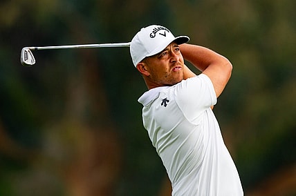 Feb 17, 2024; Pacific Palisades, California, USA; Xander Schauffele plays on the sixteenth hole during the third round of The Genesis Invitational golf tournament at Riviera Country Club. Mandatory Credit: Jason Parkhurst-USA TODAY Sports