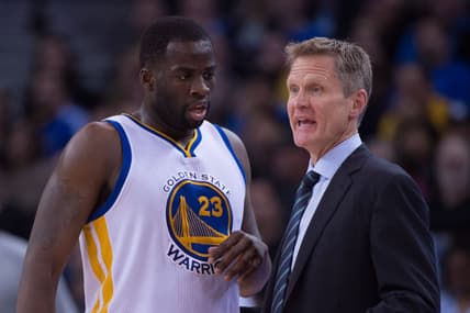 Steve Kerr and Draymond Green of the Golden State Warriors