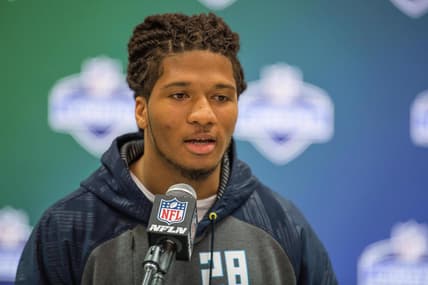 Mar 5, 2017; Indianapolis, IN, USA; Washington Huskies defensive back Sidney Jones speaks to the media during the 2017 combine at Indiana Convention Center. Mandatory Credit: Trevor Ruszkowski-USA TODAY Sports
