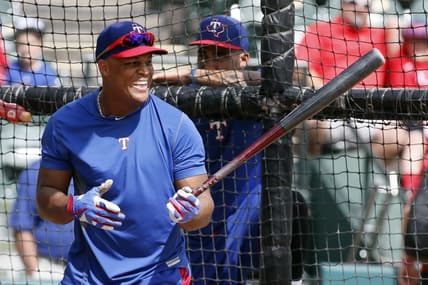 Oct 6, 2016; Arlington, TX, USA; Texas Rangers third baseman Adrian Beltre (29) takes batting practice before the game against theToronto Blue Jays in game one of the 2016 ALDS playoff baseball game at Globe Life Park in Arlington. Mandatory Credit: Tim Heitman-USA TODAY Sports