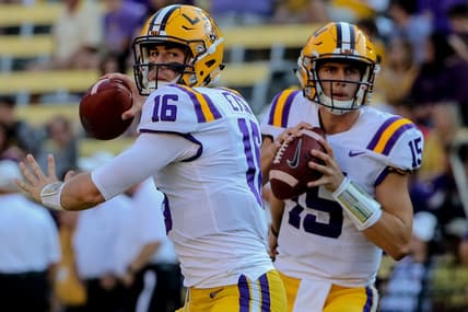 LSU quarterbacks Danny Etling and Myles Brennan