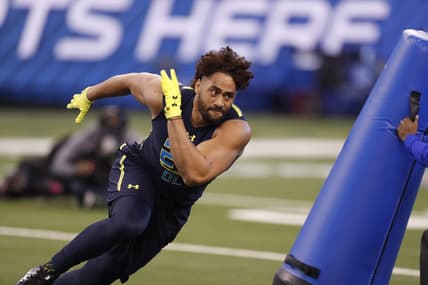 Patriots linebacker Harvey Langi