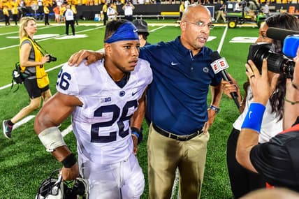 Saquon Barkley Heisman candidate and head coach James Franklin college football