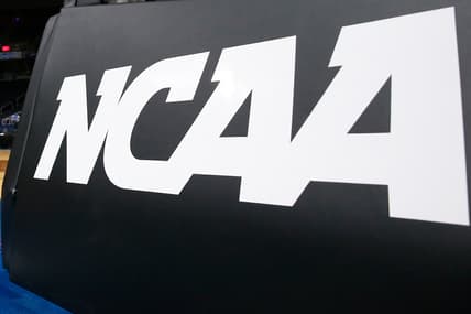 NCAA logo during tournament game