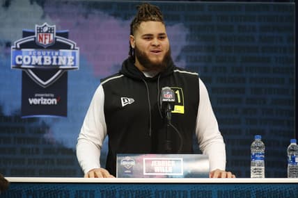 Cleveland Browns offensive tackle Jedrick Wills at the combine