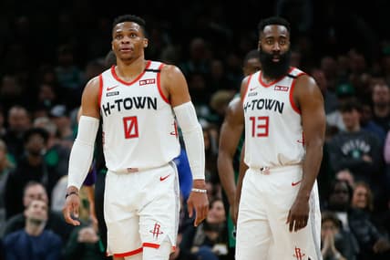 James Harden and Russell Westbrook against the Celtics