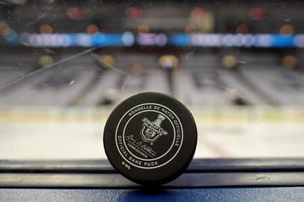 NHL puck during NHL Playoffs
