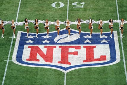 Raiders cheerleaders during NFL game in London.