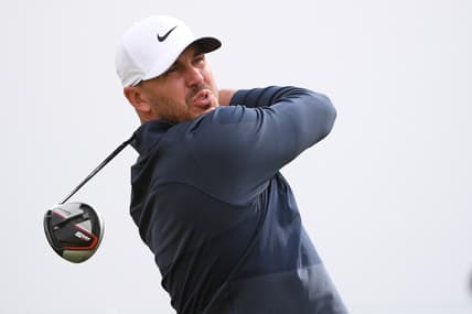 Jan 22, 2021; La Quinta, California, USA; Brooks Koepka plays his shot from the third tee during the second round of The American Express golf tournament at PGA West Peter Dye Stadium Course. Mandatory Credit: Orlando Ramirez-USA TODAY Sports