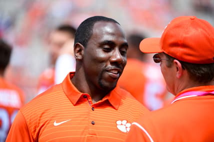 Apr 14, 2018; Clemson, SC, USA; Kansas City Chiefs running back C.J. Spiller during the Clemson Tigers Spring Game at Memorial Stadium. Mandatory Credit: Adam Hagy-USA TODAY Sports
