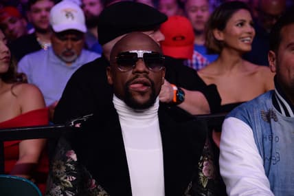 Jul 20, 2019; Las Vegas, NV, USA; Boxer and promoter Floyd Mayweather Jr. attends the WBA welterweight championship bout between Manny Pacquiao (not pictured) and Keith Thurman (not pictured) at MGM Grand Garden Arena. Mandatory Credit: Joe Camporeale-USA TODAY Sports