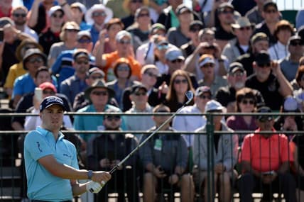 Jan 31, 2020; Scottsdale, Arizona, USA; Justin Thomas tees off on the first during the second round of the Waste Management Phoenix Open golf tournament at TPC Scottsdale. Mandatory Credit: Joe Camporeale-USA TODAY Sports