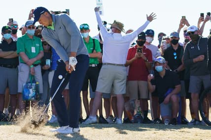 Feb 6, 2021; Scottsdale, Arizona, USA; Jordan Spieth plays to the green of the 17th during the third round of the Waste Management Phoenix Open golf tournament at TPC Scottsdale. Mandatory Credit: Allan Henry-USA TODAY Sports