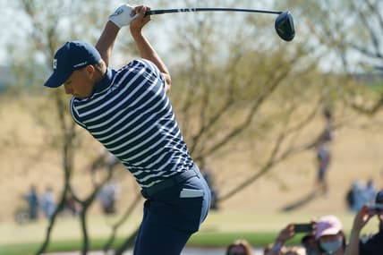 Feb 7, 2021; Scottsdale, Arizona, USA; Jordan Spieth with his tee shot on the third during the final round of the Waste Management Phoenix Open golf tournament at TPC Scottsdale. Mandatory Credit: Allan Henry-USA TODAY Sports