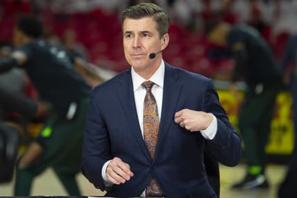 Feb 29, 2020; College Park, Maryland, USA;  American sports broadcaster Rece Davis stand curtsied before the between the Maryland Terrapins and the Michigan State Spartans is at XFINITY Center. Mandatory Credit: Tommy Gilligan-USA TODAY Sports