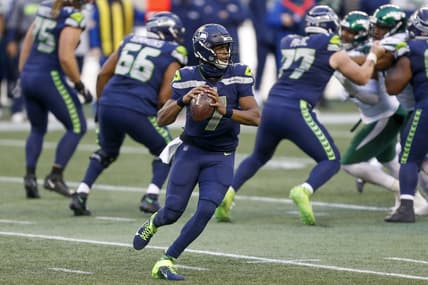 Dec 13, 2020; Seattle, Washington, USA; Seattle Seahawks quarterback Geno Smith (7) passes against the New York Jets during the fourth quarter at Lumen Field. Mandatory Credit: Joe Nicholson-USA TODAY Sports