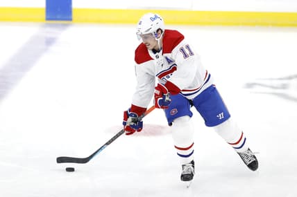 Mar 17, 2021; Winnipeg, Manitoba, CAN;  Montreal Canadiens right wing Brendan Gallagher (11) warms up before a game against the Winnipeg Jets at Bell MTS Place. Mandatory Credit: James Carey Lauder-USA TODAY Sports