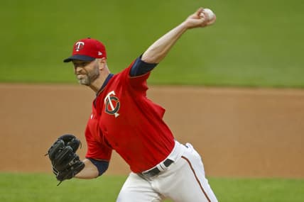 Apr 23, 2021; Minneapolis, Minnesota, USA; Minnesota Twins starting pitcher J.A. Happ (33) pitches to the Pittsburgh Pirates in the first inning at Target Field. Mandatory Credit: Bruce Kluckhohn-USA TODAY Sports