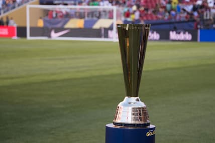 July 26, 2017; Santa Clara, CA, USA; General view of the trophy before the finals of the CONCACAF Gold Cup between Jamaica and the United States at Levi's Stadium. The United States defeated Jamaica 2-1. Mandatory Credit: Kyle Terada-USA TODAY Sports