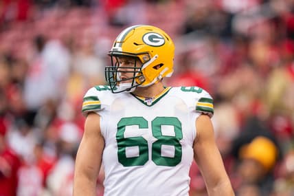 January 19, 2020; Santa Clara, California, USA; Green Bay Packers offensive tackle Jared Veldheer (68) before the NFC Championship Game against the San Francisco 49ers at Levi's Stadium. Mandatory Credit: Kyle Terada-USA TODAY Sports