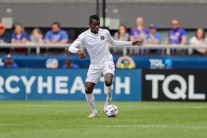 May 16, 2021; Cincinnati, OH, USA; Inter Miami midfielder Blaise Matuidi (8) dribbles against FC Cincinnati in the first half at TQL Stadium. Mandatory Credit: Katie Stratman-USA TODAY Sports